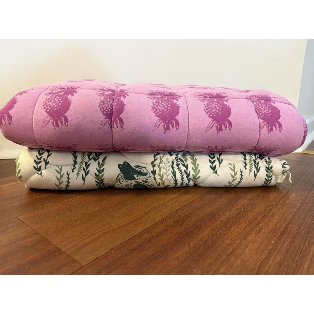 Kate Quinn Baby Blanket Lot of 2 Bamboo Quilted Pineapple Crocodile Print